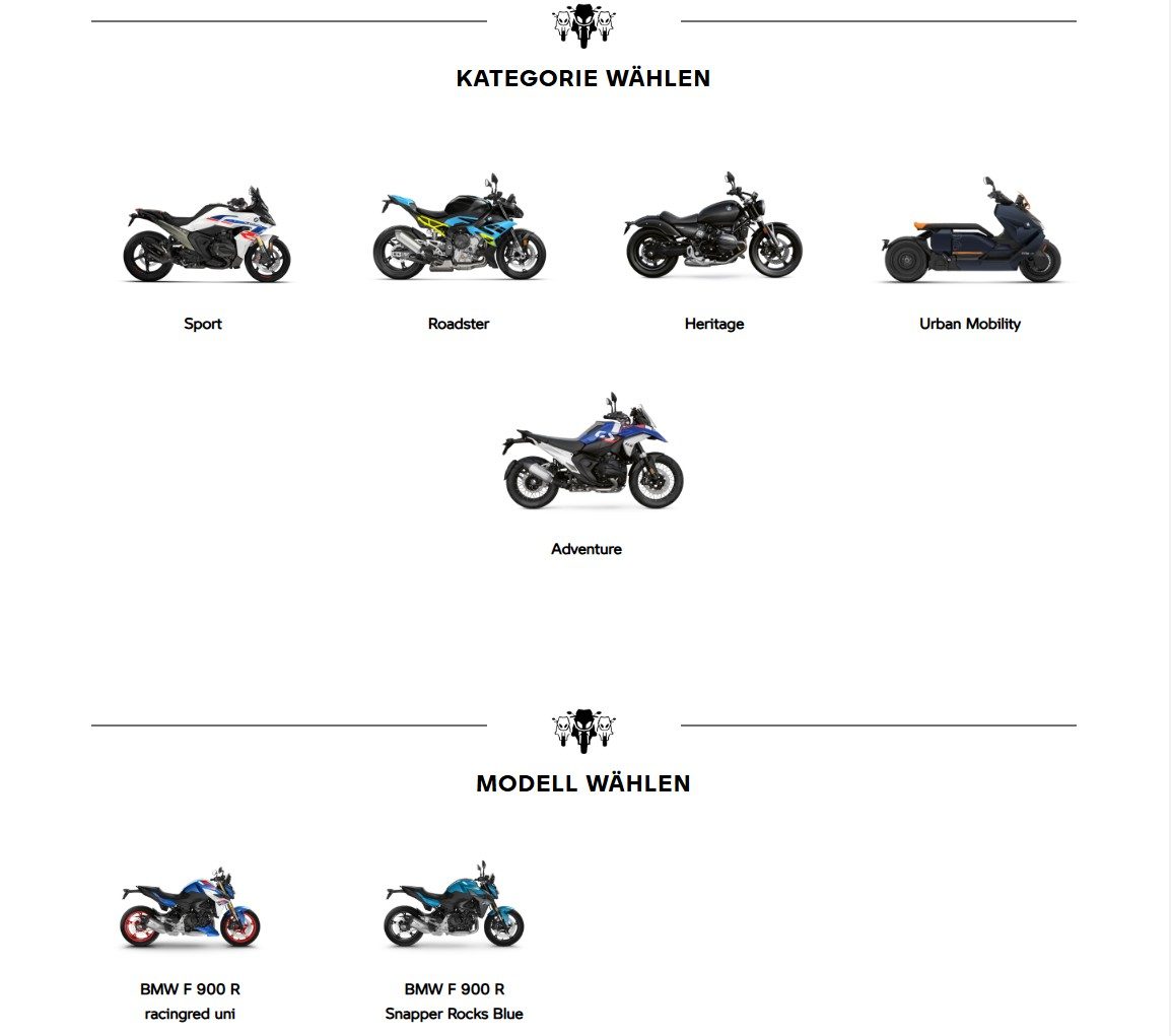 BMW Motorrad Modell Kategorien